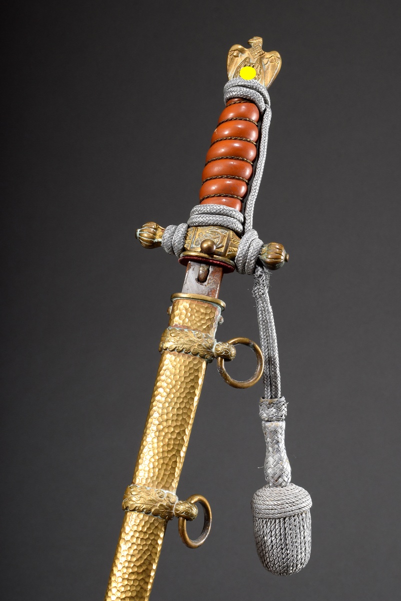 War Navy officer's dagger, model M 1938, with etched blade (rust traces), orange handle with wire w