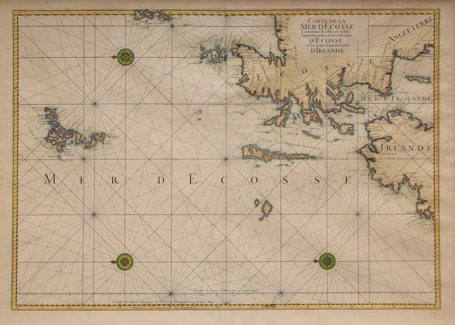 Unbekannter Künstler des 18.Jh. "Carte de la Mer d'Ecosse...", colorierter Kupferstich, ungenordete - Bild 2 aus 4