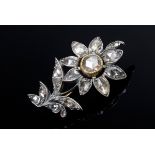 Antike Silber "Blumen" Nadel mit Diamanten im Amsterdamer Schliff (zus. ca. 1ct/Pique/C-LB), 2. Häl