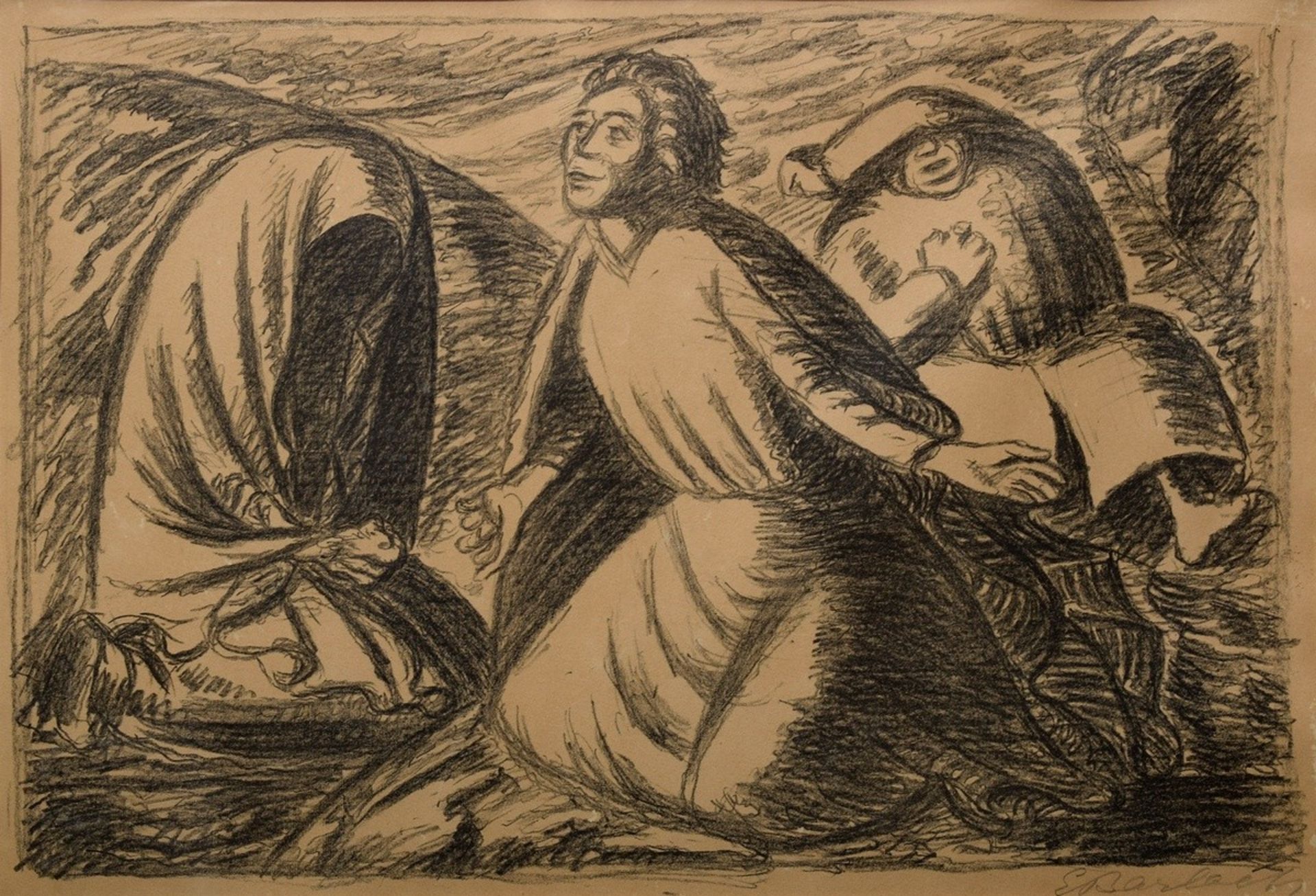 Barlach, Ernst (1870-1938) "Hoffnung und Verzweiflung II (Erleben)", Lithographie, u.r. sign., 31x4