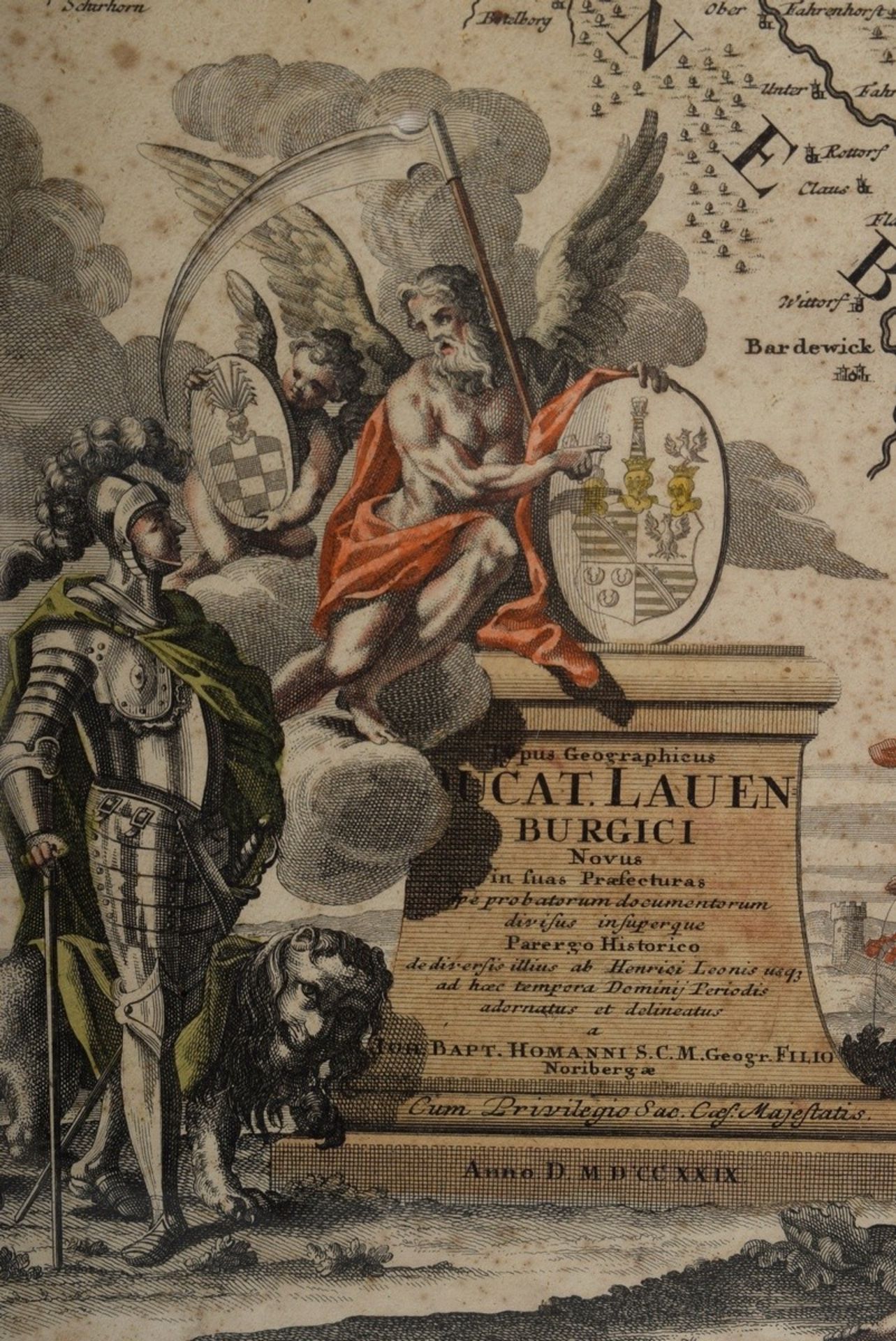 Homann, Johann Baptist (1664-1724) „Typus Geographicus Ducat. Lauenburgici“ 1729, colorierter Kupfe - Bild 3 aus 4
