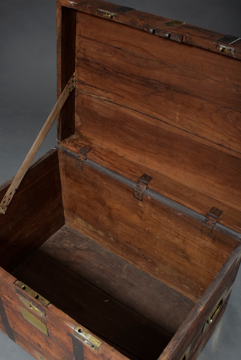 Old sea chest with brass strokes and fine patina, 19th c., front marked R.C.T. Bright, 55x81x56cm,  - Image 6 of 8