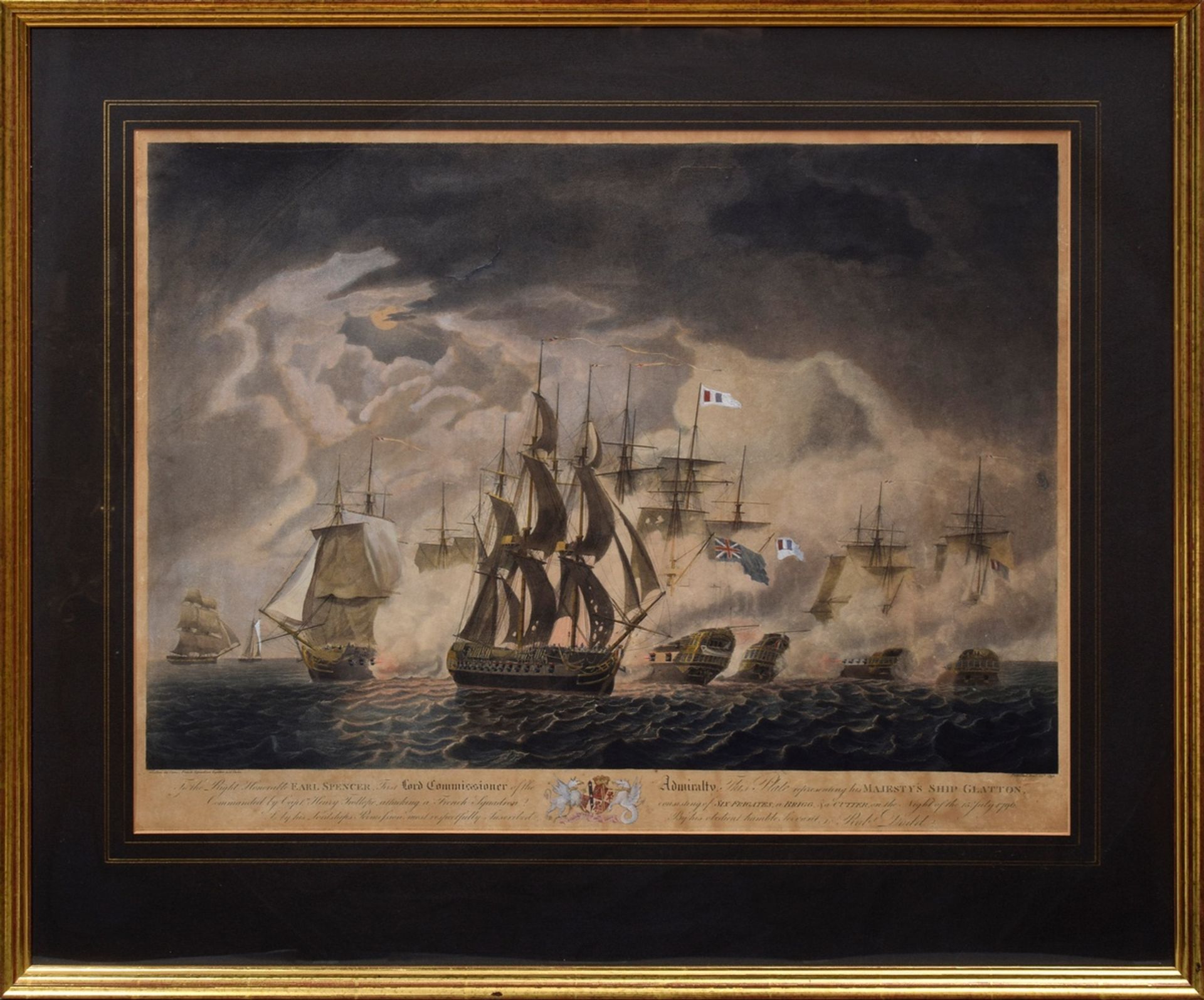 2 Dodd, Robert (1748-1816) "Seeschlachten des Schiffs Glatton" 1796, colorierte Aquatinten, weiß ge - Bild 7 aus 10