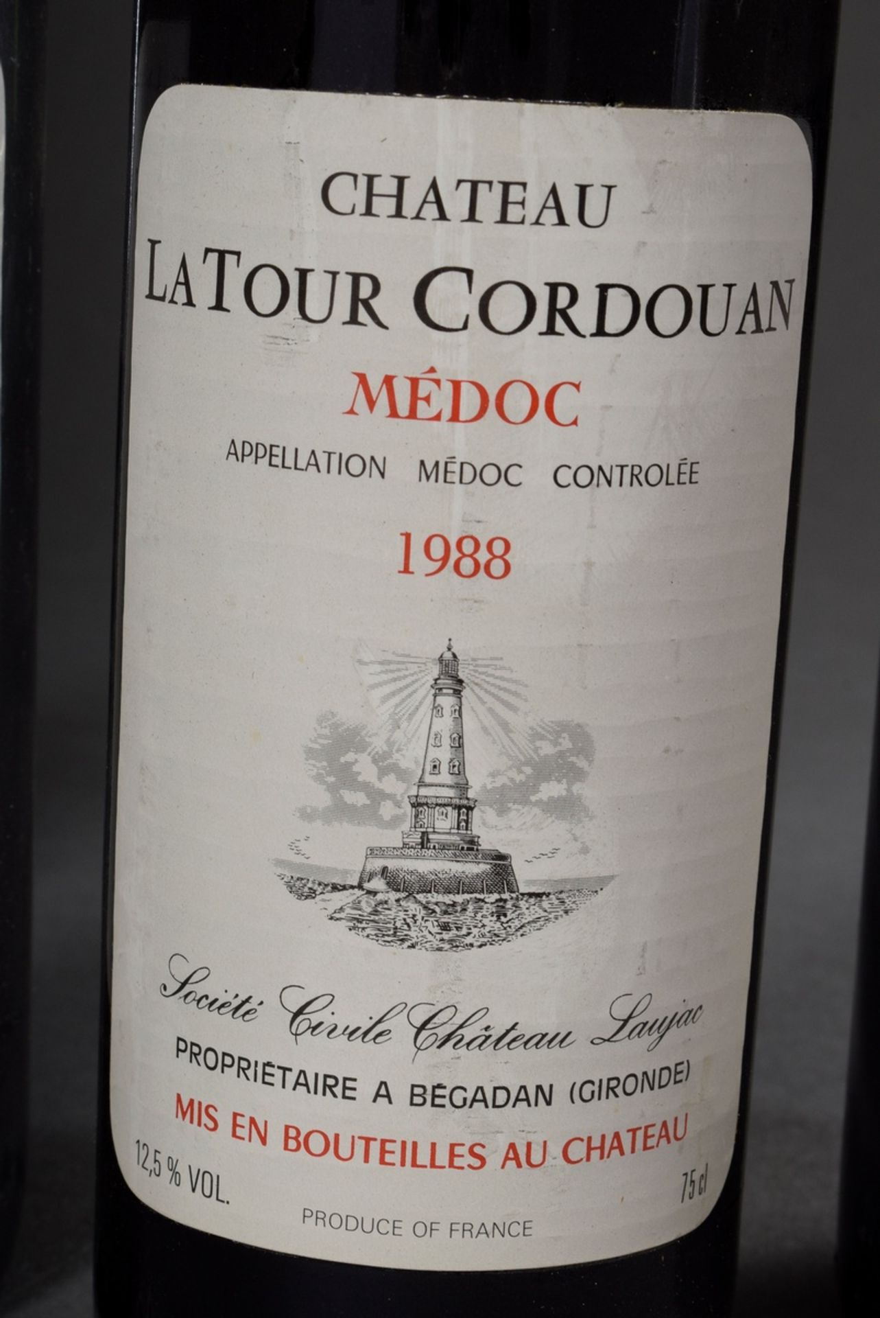 6 bottles 1988 Chateau la Tour Cordouan, Medoc, Bordeaux, Red wine, 0,75l, contains sulfites - Image 2 of 3