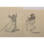 2 Husmann, Fritz (1896-1982) "Mary Wigman/Sprung" und "Tanzfigur", Lithographien, 1x im Stein mono