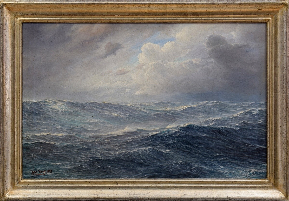 Holst, Johannes (1880-1965) "Swell with approaching storm" 1927, oil/canvas, b.l. sign./dat., 67,8x - Image 2 of 6