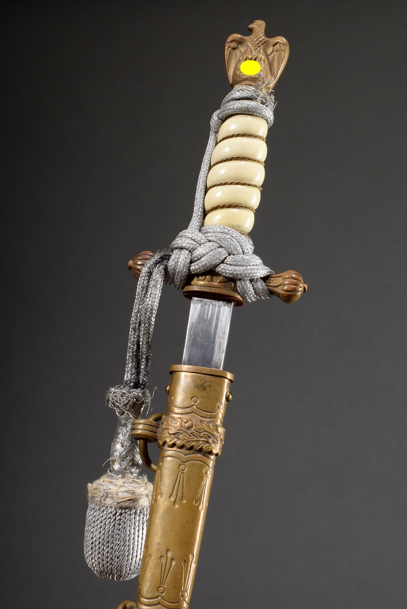 Kriegsmarine officer's dagger "Model M 1938" with bright blade, ivory coloured handle with wire wra