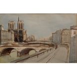 Kronenberg, Fritz (1901-1960) "Notre Dame - Paris" 1932 (?), Aquarell/Bleistift, u.r. sign./bez./da
