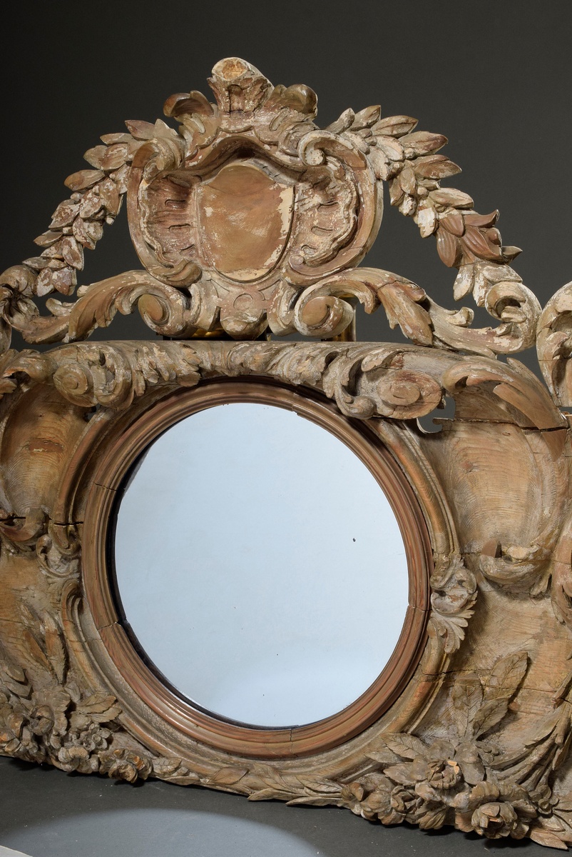 Large carved supraport with central tondo cut-out in floral framing, probably France, 2nd half 19th - Image 5 of 11