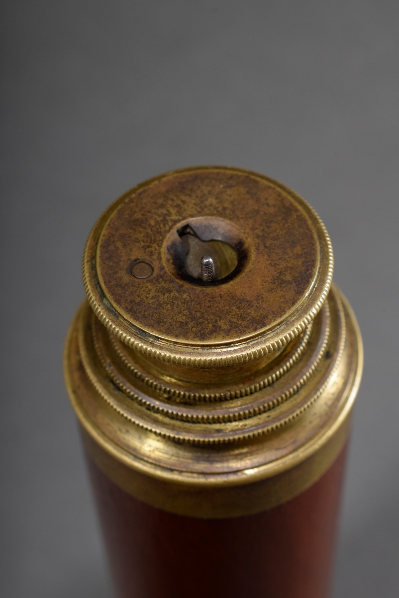 Telescope with wood covered brass housing, l. 15,5-36,5cm, slightly defective - Image 6 of 6