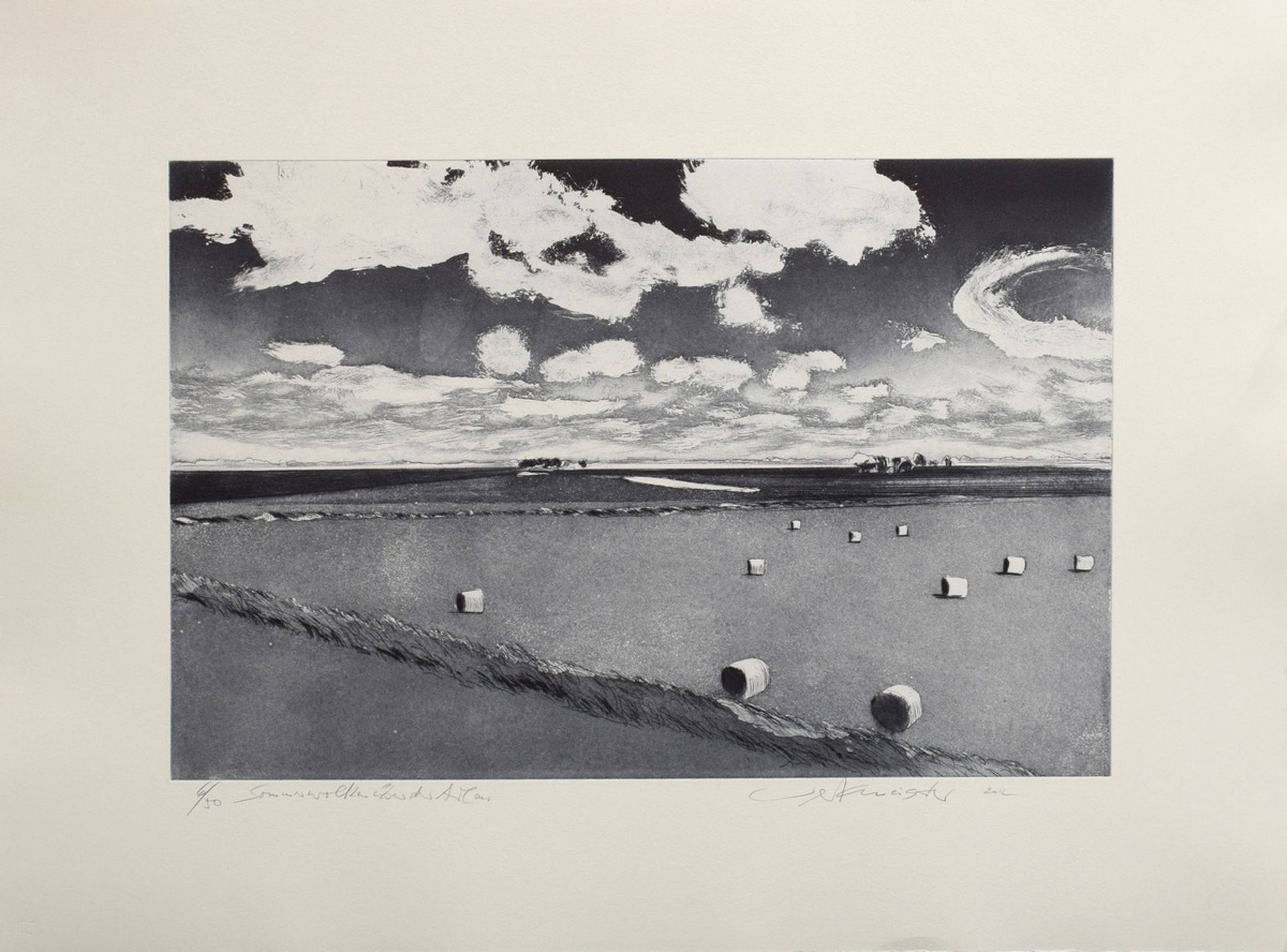 Werkmeister, Wolfgang (*1941) "Summer clouds over the Arlau" 2012, etching, 6/50, b. sign./dat./num - Image 2 of 3