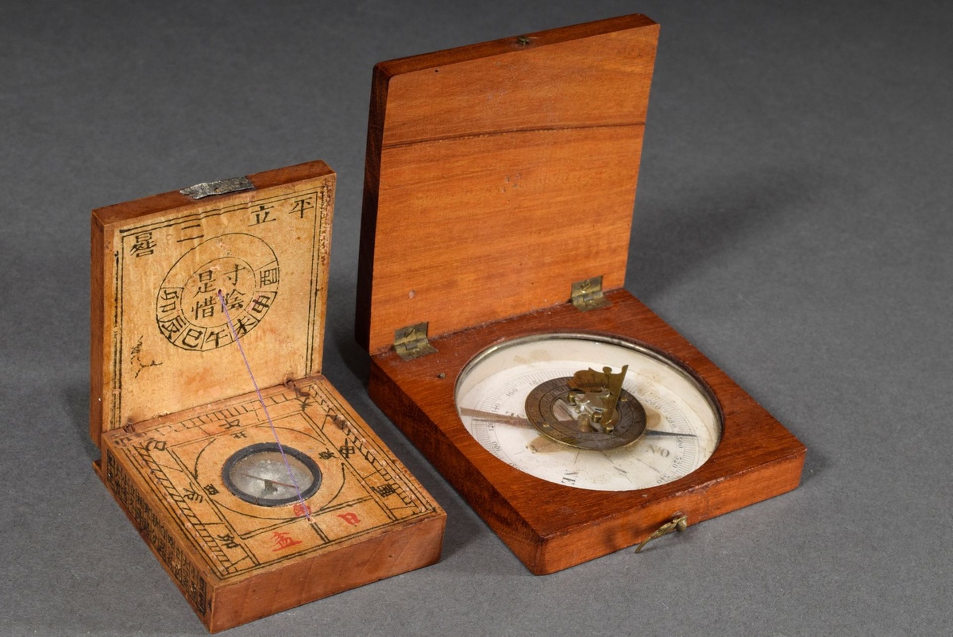 2 Various compasses: England, 19th c., and China, 19th c., 1x probably for Feng-Shui (?), 1,8x7x7,2 - Image 3 of 8