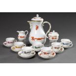 10 Teile Meissen Mokka Service „Reicher Drache“, bestehend: 1 Kaffeekanne (H. 24cm), 2 Teile Zucker