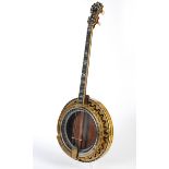 Tenor Banjo, Chas. A. Stromberg & Sons, Boston Massachesetts, Modell Deluxe, USA 1920-1935, vergold