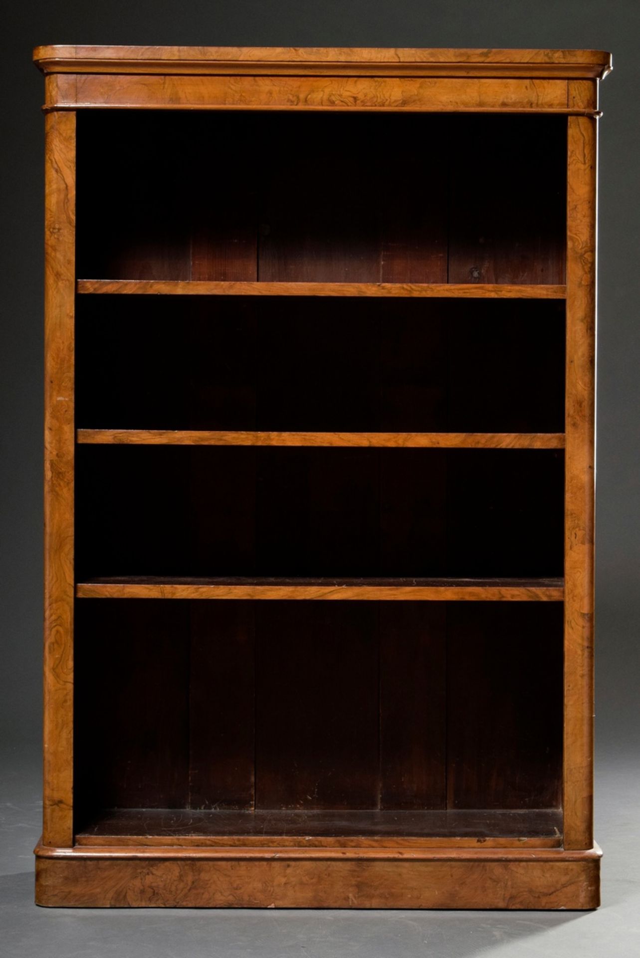 Small half-height late Biedermeier bookcase, walnut veneer, 135x86x38cm, defective - Image 2 of 8