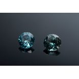 Paar ungefasste blaue Zirkone (zus. ca. 3.5ct, Ø 6,4-6,7mm)