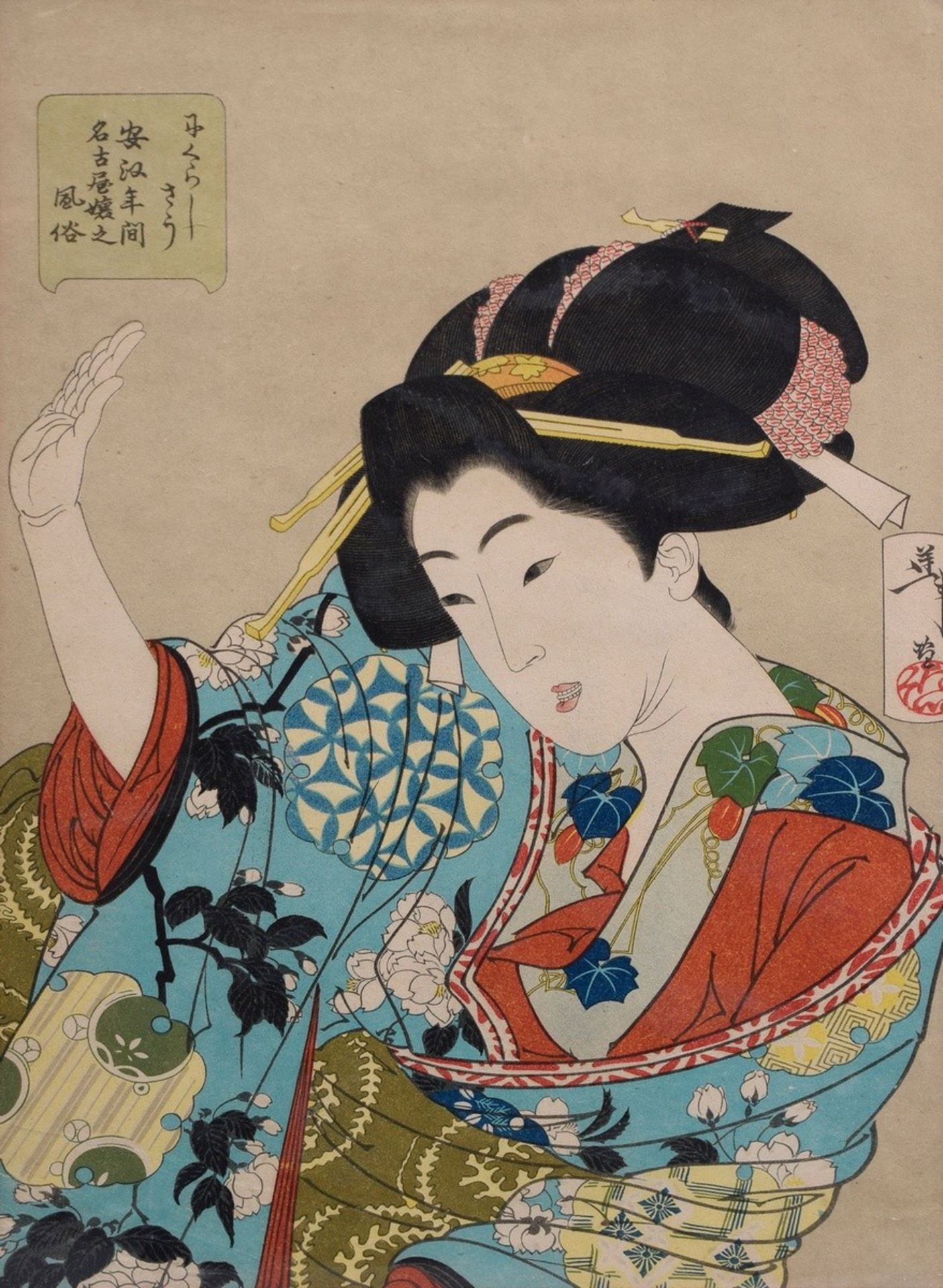 6 Yoshitoshi, Tsukioka (1839-1892) Colour woodblock prints from the series "Fûzoku sanjunisô" = 32  - Image 17 of 19