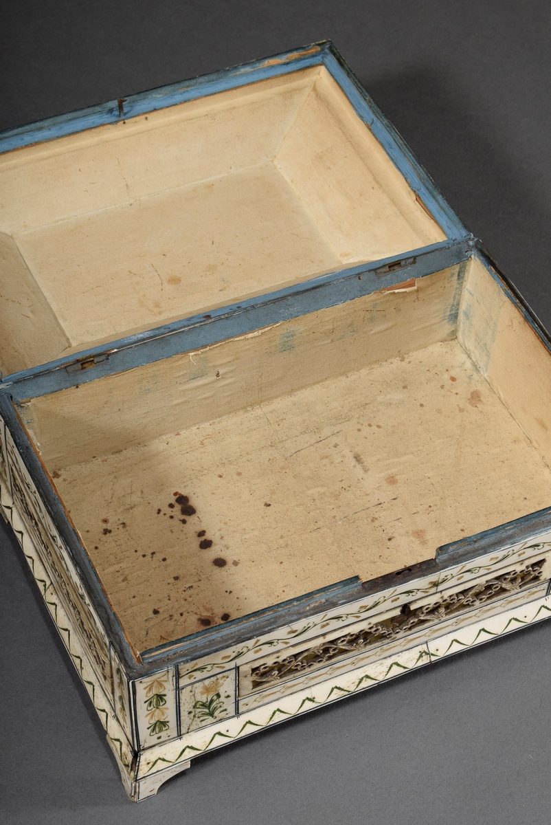 Finely sawn Arkhangelsk casket with stepped hinged lid and rectangular body on feet, engraved whale - Image 16 of 19