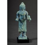 Kleine Khmer Statuette "Prajnaparmita" oder "Uma" (Göttin der transzendenten Weisheit), Bronze mit