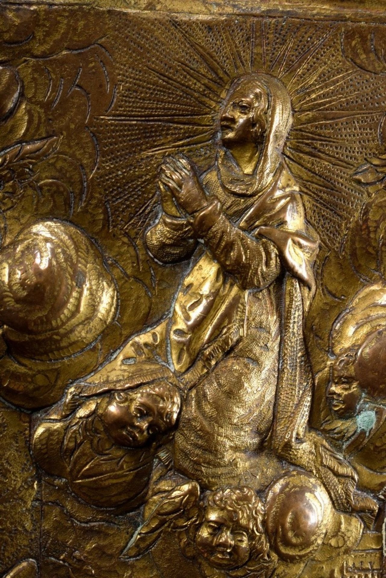 Fire-gilt bronze plaque with relief "Assumption of the Virgin Mary", Italy c. 1700, inscribed on ve - Image 6 of 6