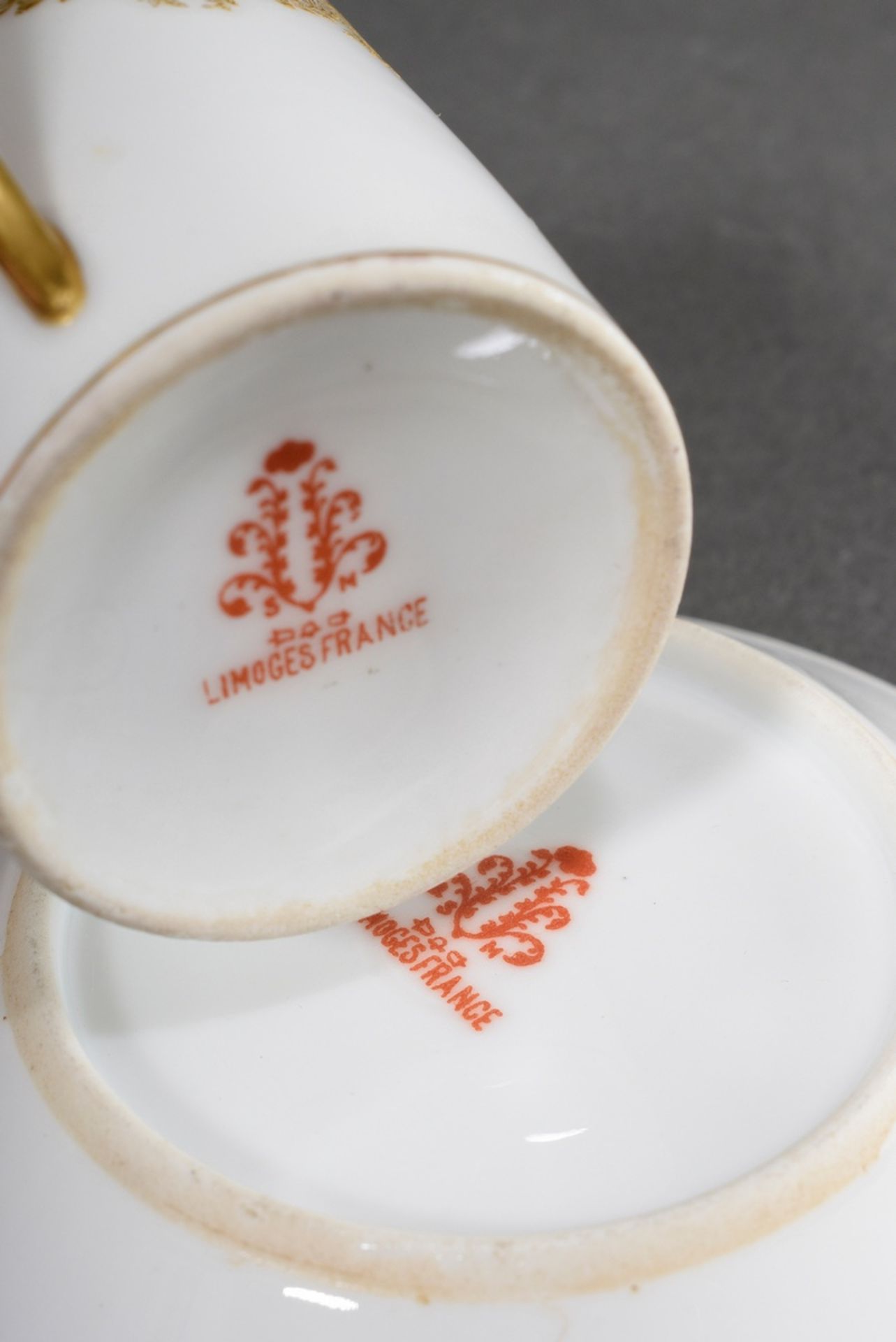 4 Various porcelain mocca cups/saucer with different floral and ornamental decorations on white bac - Image 6 of 6