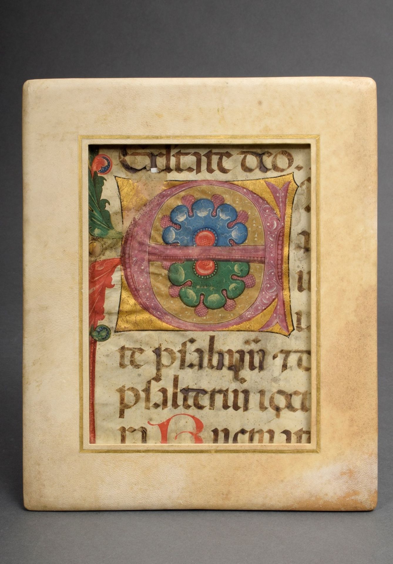 Fragment of an oversized parchment leaf "Majuscule Initial E" (probably for choral music), 15th/16t