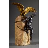 Historismus Skulptur "Gefesselter Prometheus", galvanisiertes Metall auf Quarz, Ende 19.Jh., H. 24c