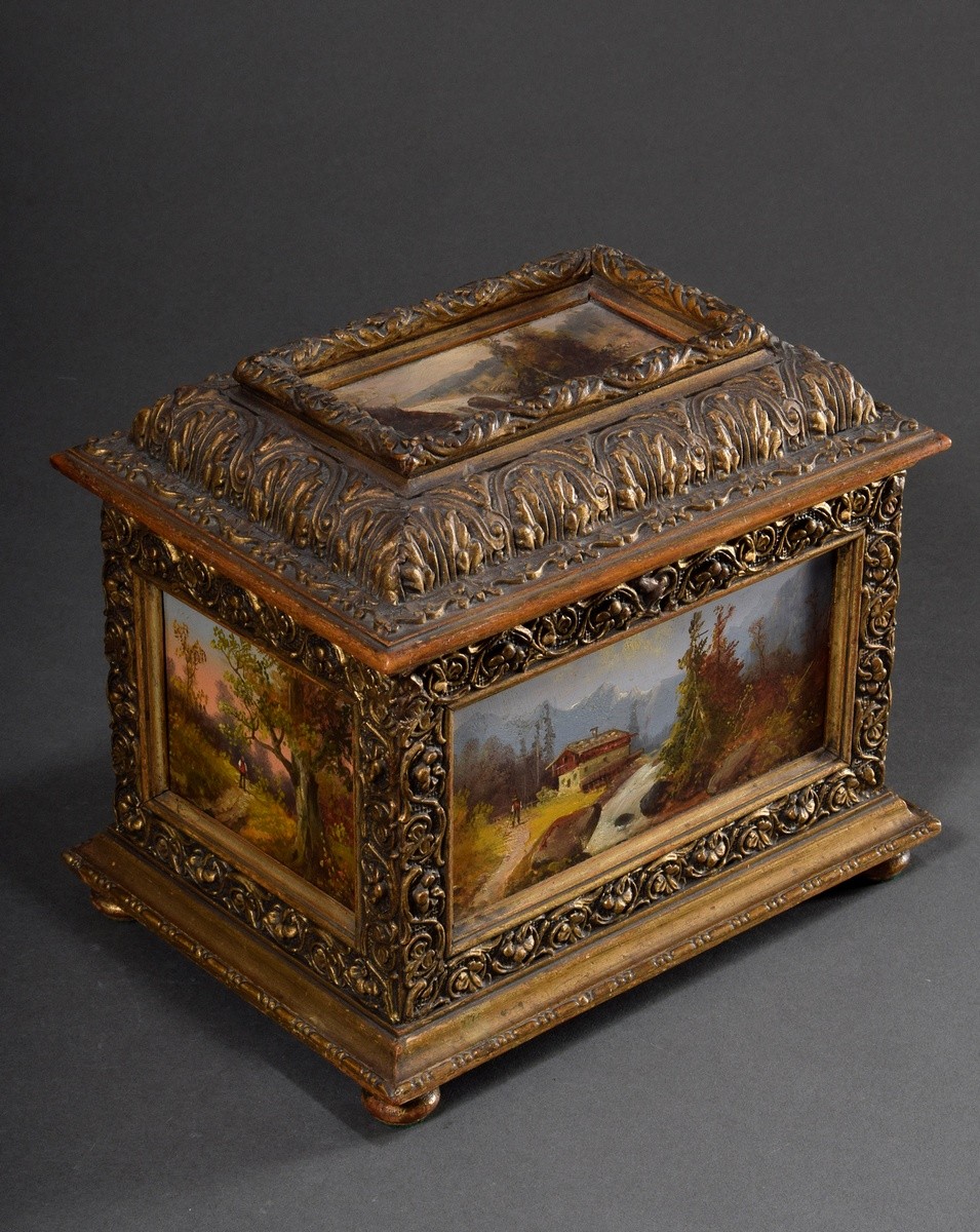 Opulent Historism wooden jewellery box with rich gilded relief decoration "tendrils and acanthus fo - Image 3 of 11