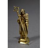 Miniaturstatuette „Äbtissin mit Ostensorium und Bischofsstab“, Deutsch wohl 17. Jh., Silber vergold
