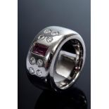 Schwerer WG 750 Bandring mit rosé Turmalin im Baguetteschliff und Brillanten (zus. ca. 0.32ct/SI/W-