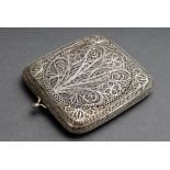 Filigran Etui mit Schnappverschluss, um 1900, Silber, 92g, 9,5x8cm, leichte Gebrauchsspuren