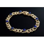 GG 585 Flachpanzerarmband mit runden Lapislazuli Cabochons, 33,4g, L. 19cm