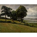 Unbekannter Künstler des 19./20.Jh. (G. Mort?) "Bäume am Fluss" 1896, u.r. sign./dat., Öl/Malpappe,