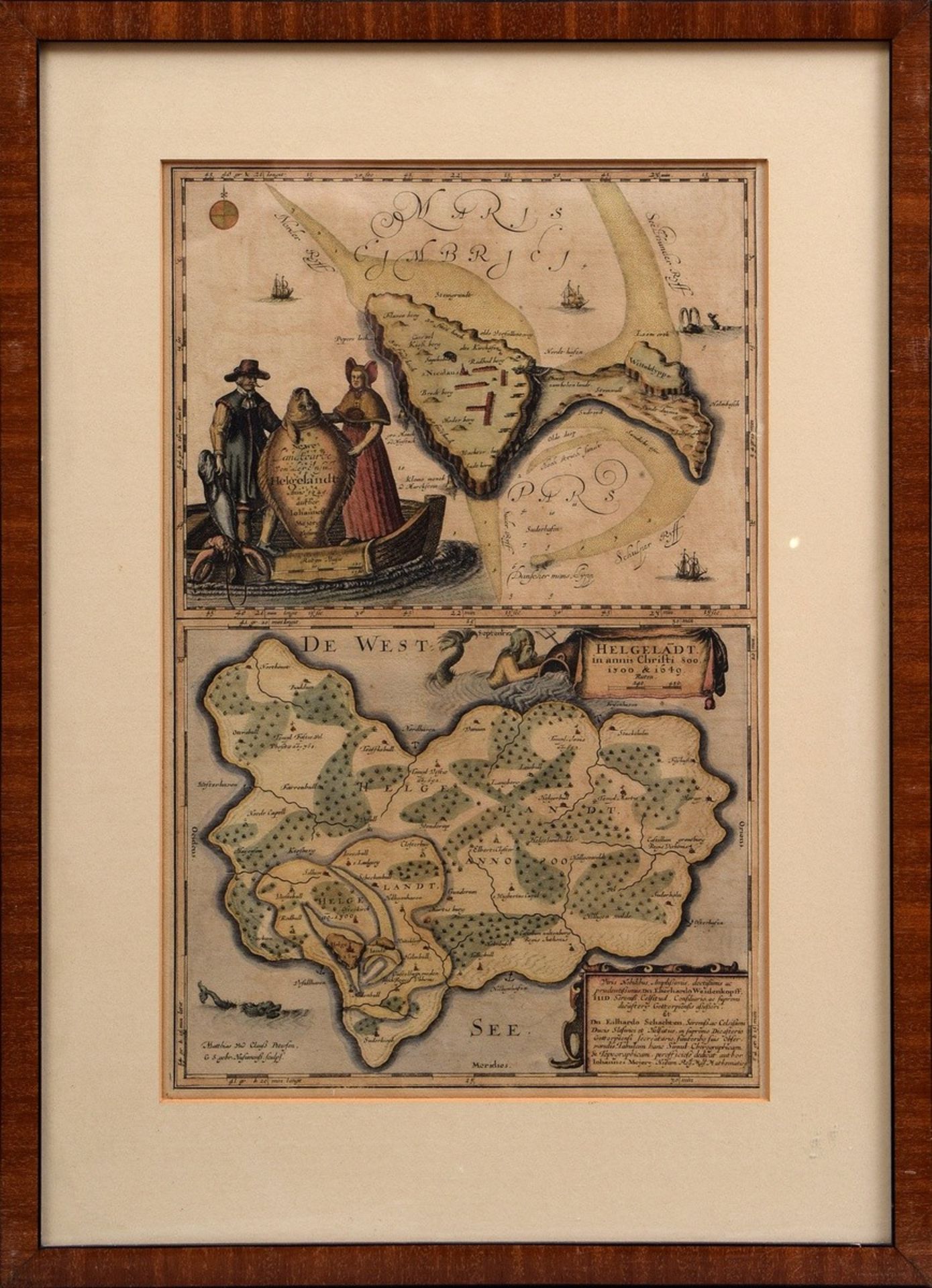 Mejer, Johannes (1606-1674) "Newe Landcarte von der Insul Helgelandt Anno 1649" and "Helgeladt in a - Image 2 of 4