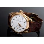 GG 585 Lange & Söhne/Glashütte Armbanduhr mit seitlich gelegtem Emaille Zifferblatt, arabische Zahl