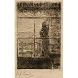 Israels, Jozef (1824-1911) „Frau und Kind vor dem Fenster“, Radierung, u.l. sign., im Passepartout