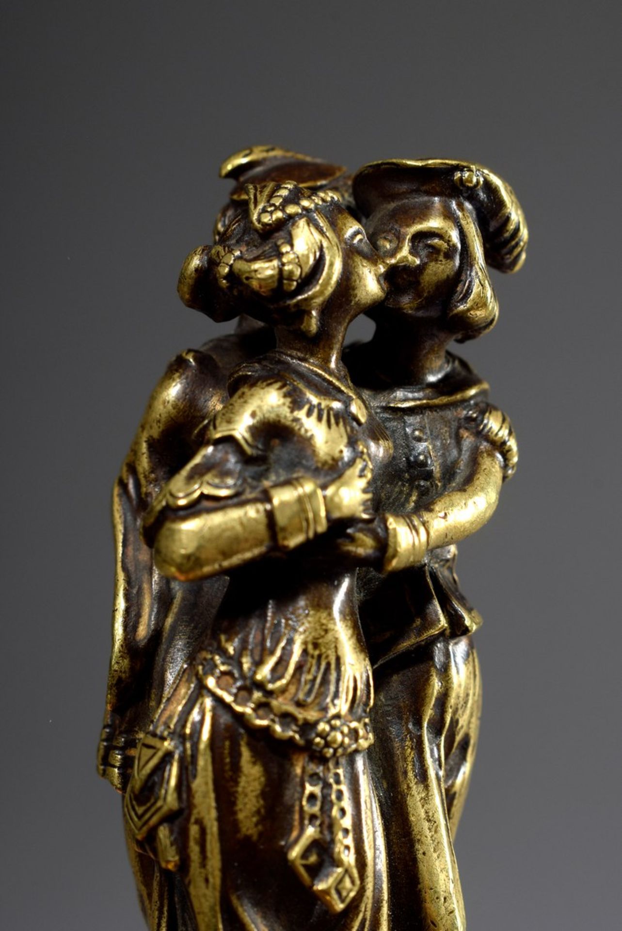 Petschaft with figural handle "Allegory of Love and Jealousy" in medieval façon, brass on wooden ba - Image 4 of 4