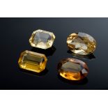 4 Ungefasste Citrine im Facettenschliff (zus. ca. 14ct, 10-13x7,9-8,9mm)