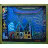 3 Hundertwasser, Friedensreich (1928-2000): „Fall in Cloud, Fall in Fog, Fall out“, Farbseriegraphi