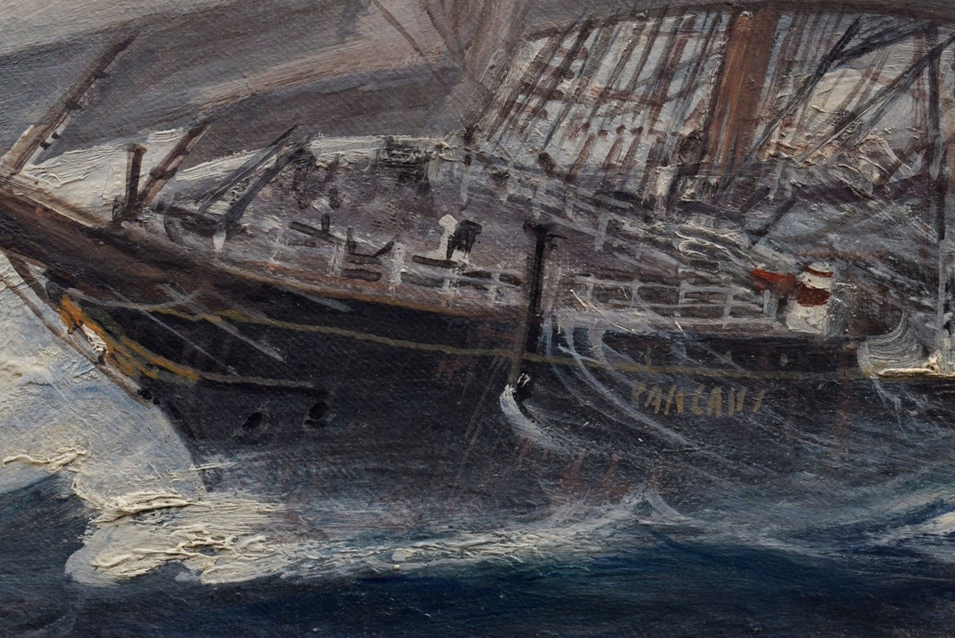 Holst, Johannes (1880-1965) " Four-Masted Barque Pangani" 1945, oil/canvas, b.l. sign./dat., verso  - Image 5 of 7