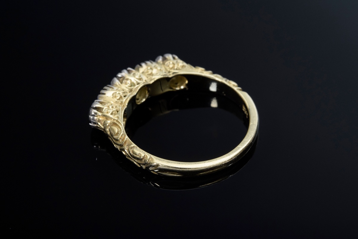 Delicate YG 750 set ring with old and brilliant cut diamonds (together approx. 0.20ct/SI-P2) and 2  - Image 2 of 2