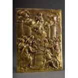 Feuervergoldete Bronze Plakette mit Relief „Mariä Himmelfahrt“, Italien um 1700, verso bez: "Kölln