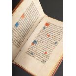 Stundenbuch Fragment aus 12 Pergamentblättern mit farbig unterlegten Majuskeln, wohl Frankreich 15.