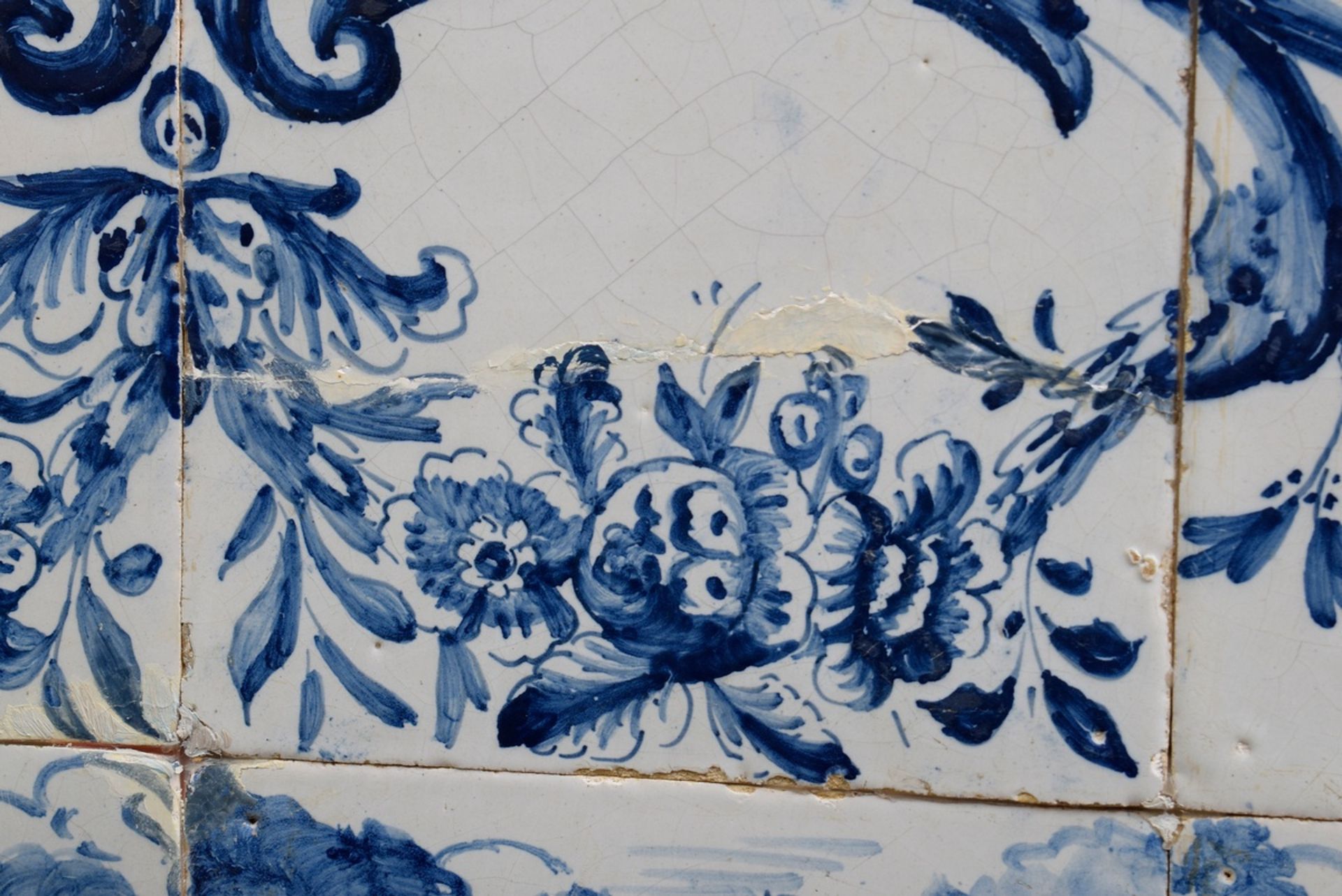 Delft blue painting tile picture "East Indies drivers, merchant drivers and Galiote" from 20 tiles  - Image 3 of 5