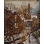 Edens, Henning (1885-1943) "Övelgönne im Winter" 1928, Öl/Holz, u.l. sign./dat., verso Klebeetikett