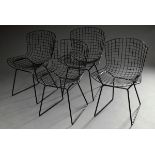 4 "Wire Chairs", Entw.: Harry Bertoia, H. 44/77cm, Schrauben ergänzt, 1 defekt, leichte Rostspuren