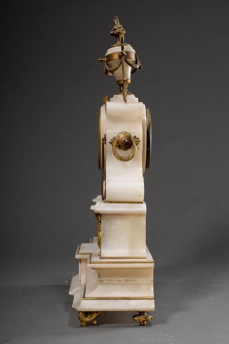 French Napoleon III state pendulum in alabaster case with plastic vase crowning and floral and figu - Image 13 of 13