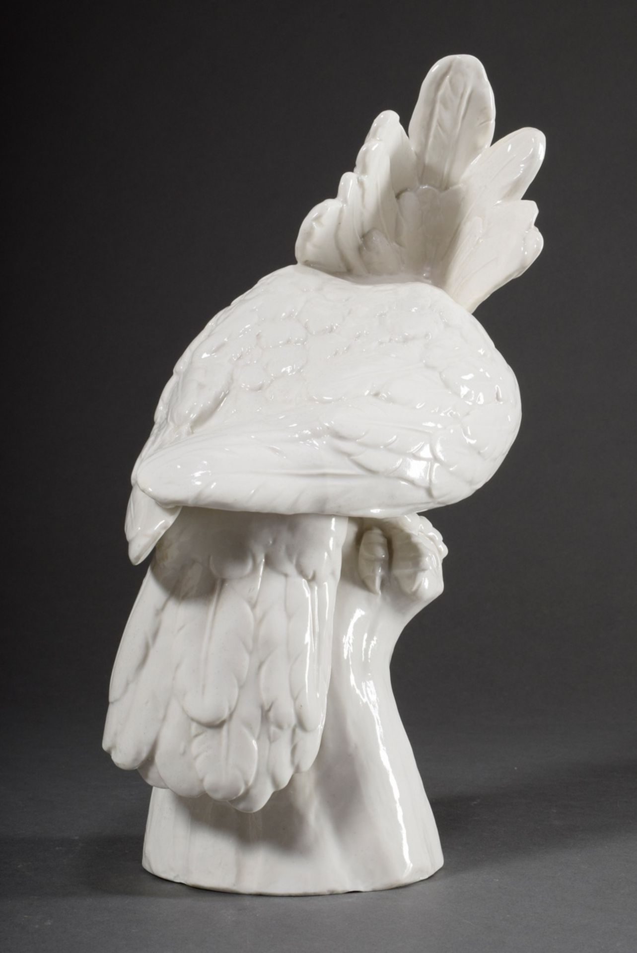 Nymphenburg "Cockatoo with closed wings", white porcelain, incised no. 448, bossier no. 3, diamond- - Image 3 of 7