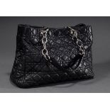 Christian Dior "Soft Shopping Bag" in schwarzem Nappaleder mit klassischer Cannage-Steppung, silber