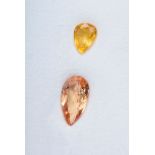 2 Ungefasste Citrine im Tropfen- und Facettenschliff (zus. ca. 3ct, 6,9-10,8x4,7-5,4mm)